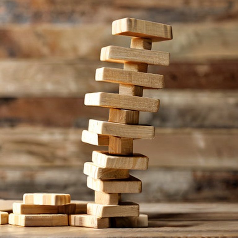Jenga about to fall over