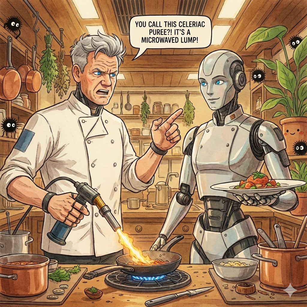 Gordon Ramsay and a robot assistant